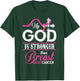 My God Is Stronger Than Breast Cancer Awareness Christian T-Shirt - T-Shirt | Forest