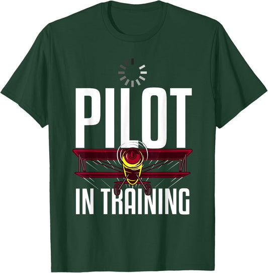 Funny Pilot In Training Gift Aviation Student Boys Girls T-Shirt - T-Shirt | Forest