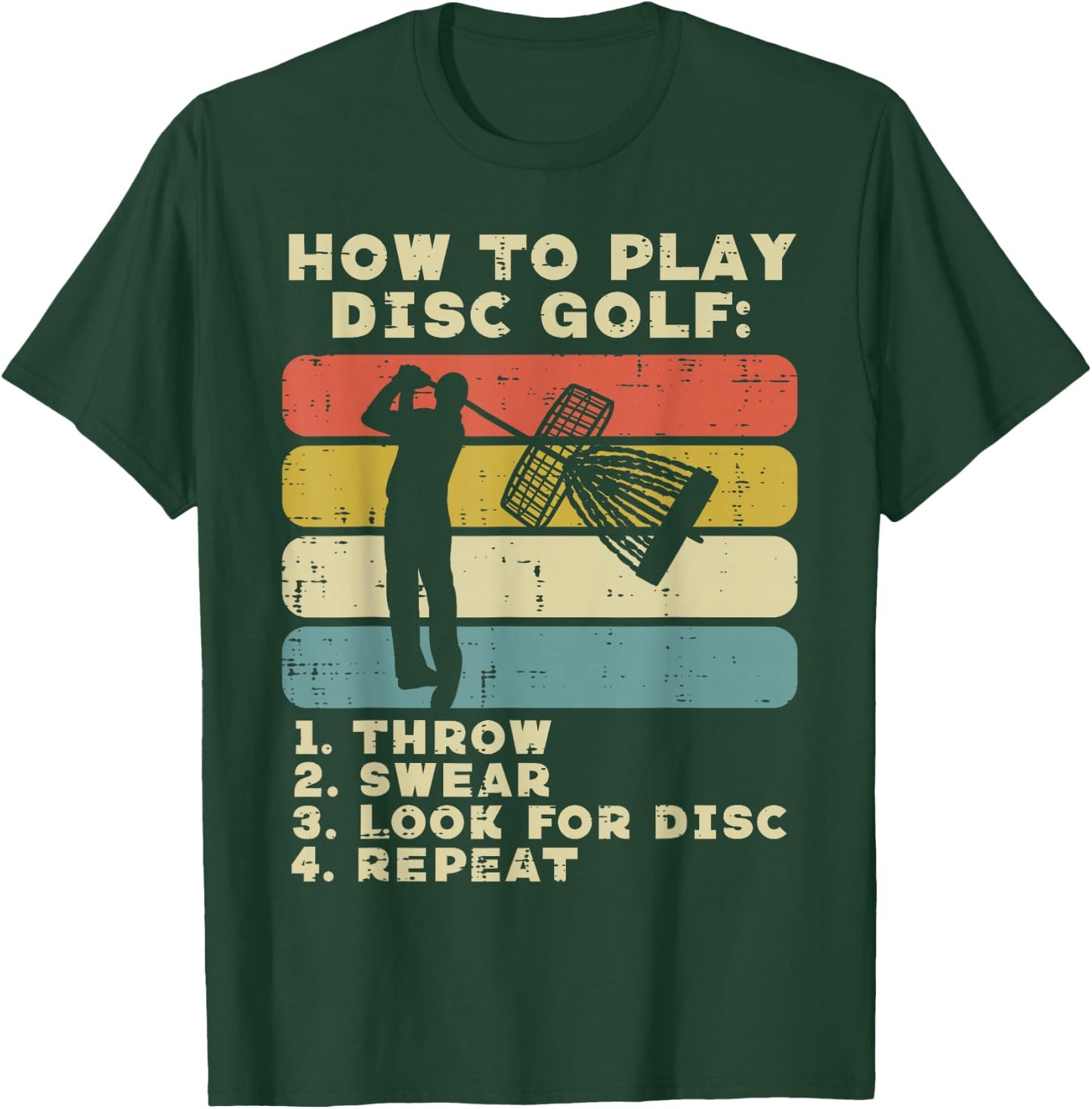How To Play Disc Golf Sunset Retro Frisbee Golfing Golfer T-Shirt - T-Shirt | Forest
