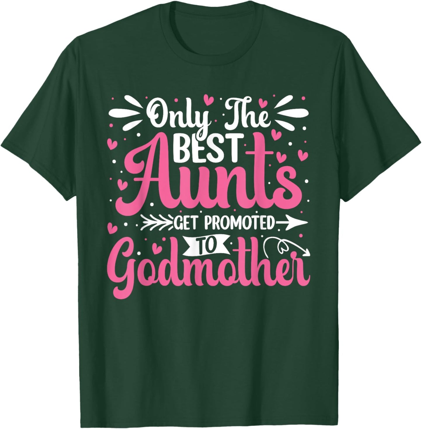 Only The Best Aunts Get Promoted To Godmother Groovy Heart T-Shirt - T-Shirt | Forest
