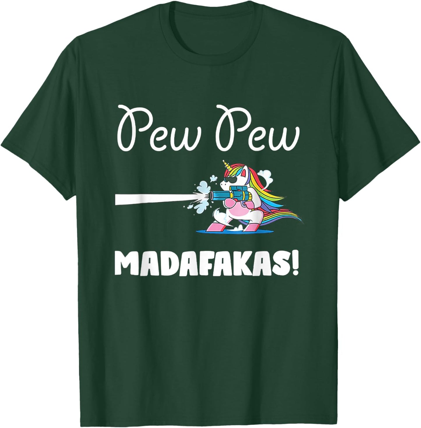 Unicorn PewPewPew Madafakas Unicorn Crazy Pew Gift Funny Small T-Shirt - T-Shirt | Forest