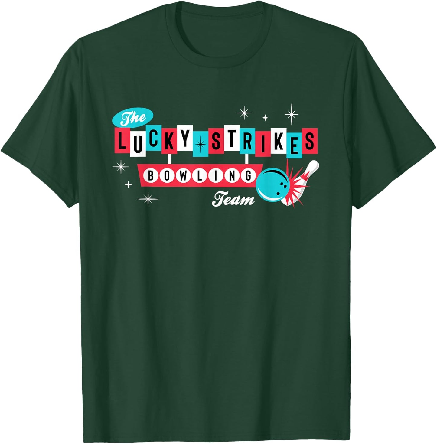Lucky Strikes Bowling Team - Retro Men Women or Kids T-Shirt - T-Shirt | Forest