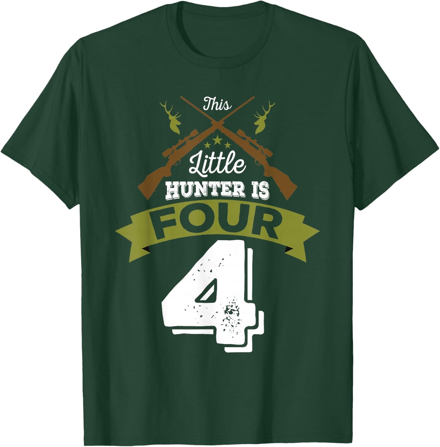 4th Birthday Deer Hunter Gift Boys Girls | 4 years old T-Shirt - T-Shirt | Forest