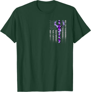 Deer Hunting Purple Camouflage Flag with Camo Deer Antlers T-Shirt - T-Shirt | Forest