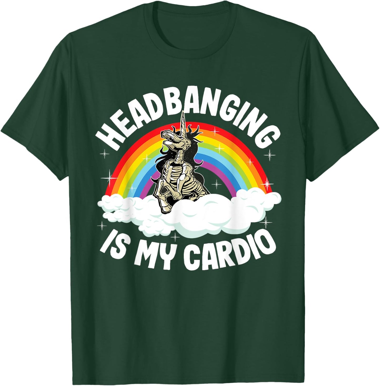 Headbanging Is My Cardio Funny Heavy Metal Unicorn T-Shirt - T-Shirt | Forest