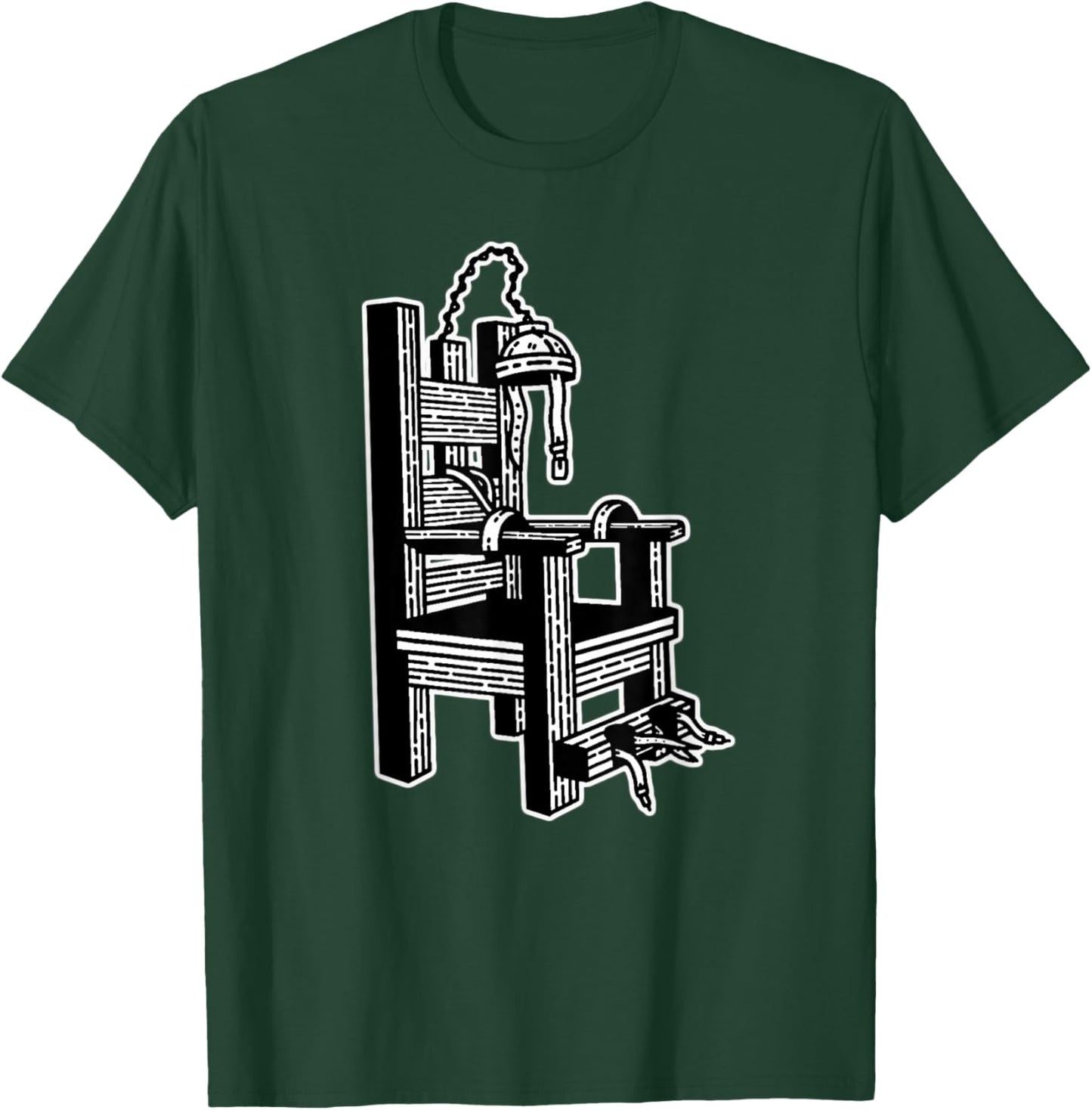 Electric Chair Blackwork Minimal T-Shirt - T-Shirt | Forest