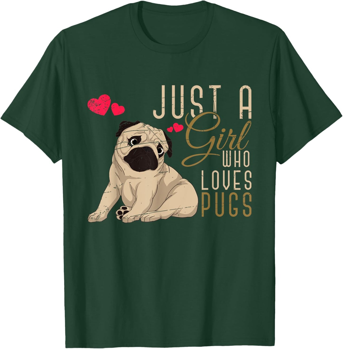 Cute Dog Owner Women Girls Pugs Lover Dog Animal Pug T-Shirt - T-Shirt | Forest