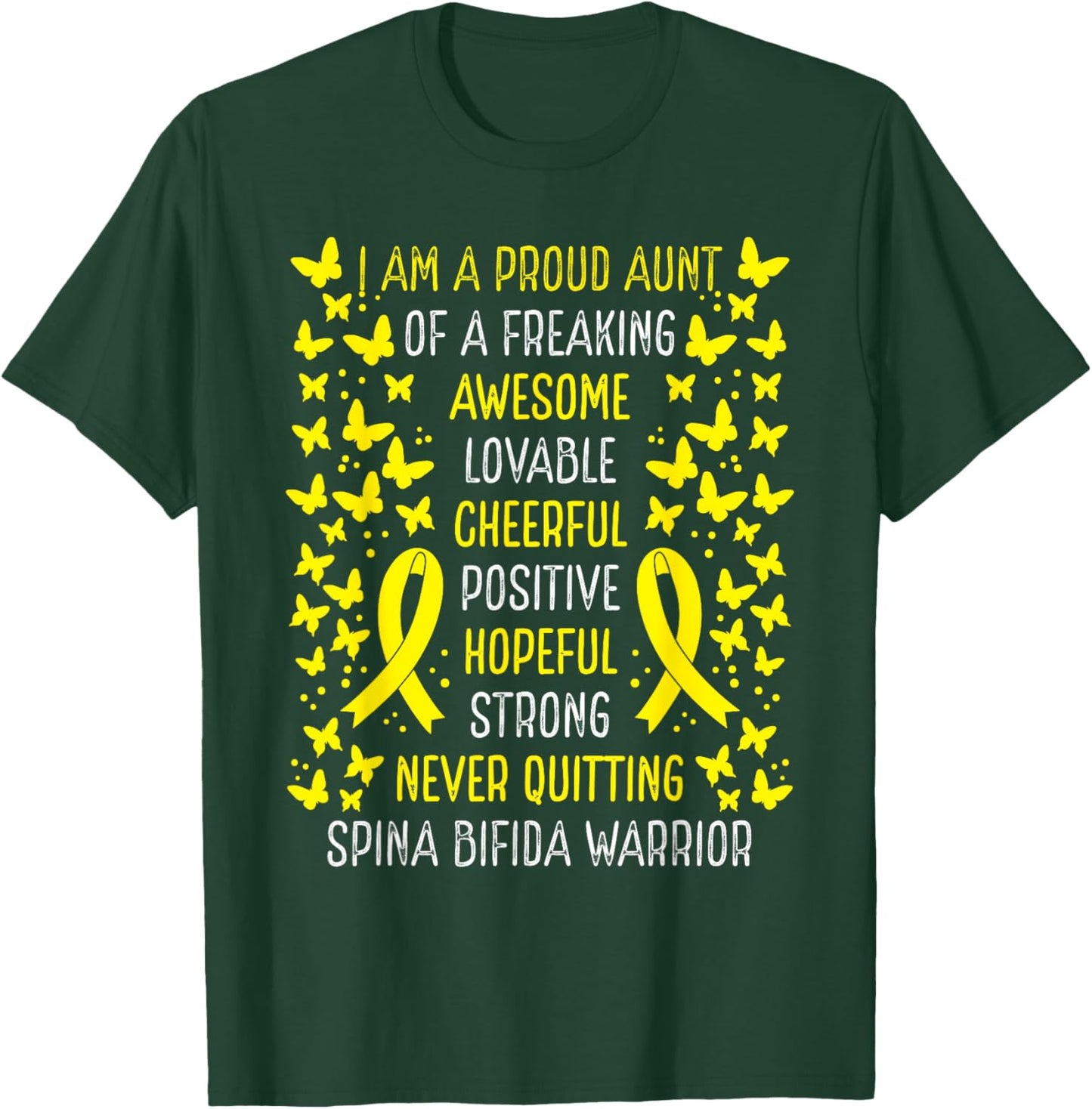 Proud Aunt of Spina Bifida Warrior Awareness Ribbon T-Shirt - T-Shirt | Forest