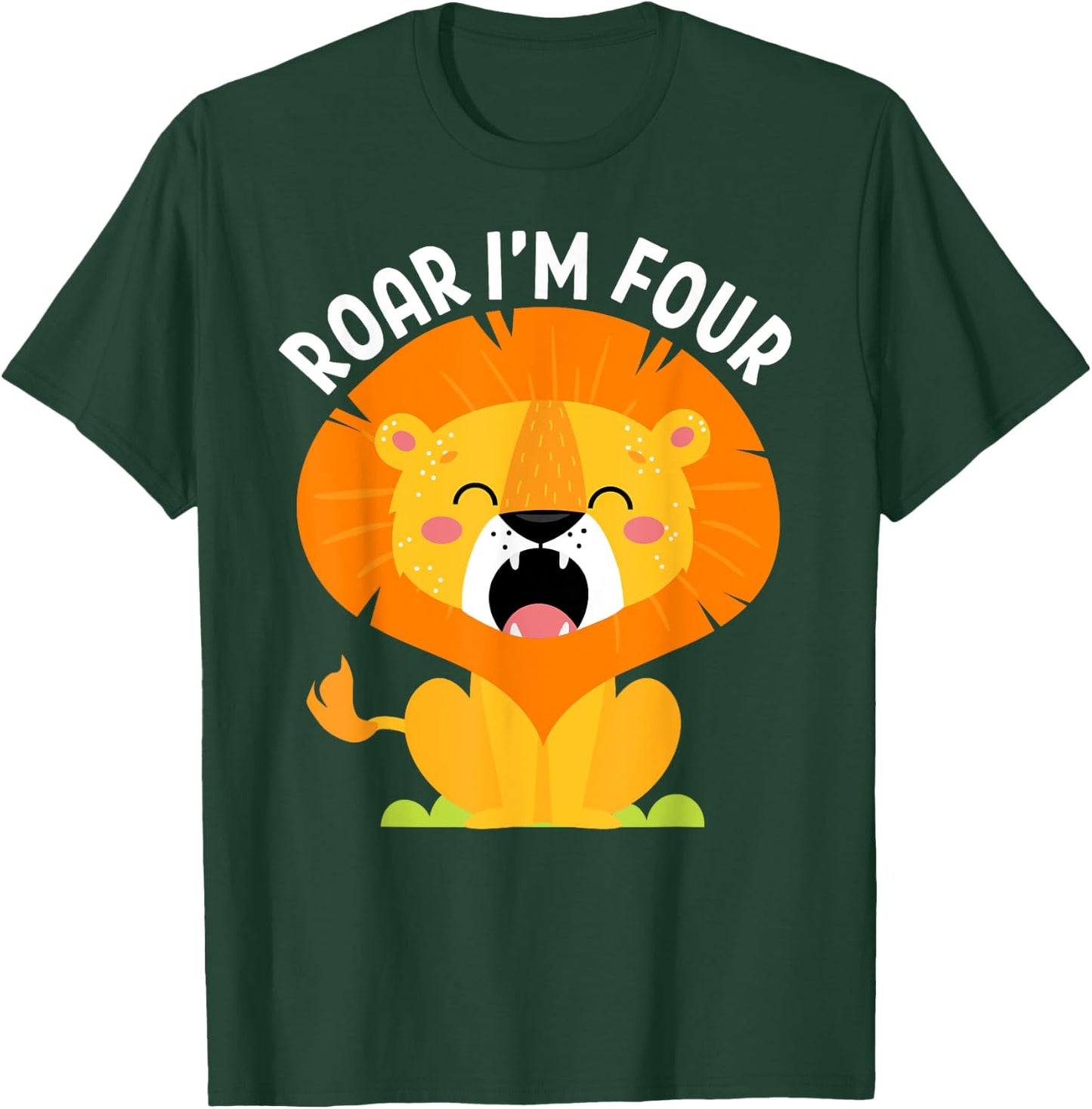 Roar I'm 4 4th Birthday Roaring Lion Safari Jungle Animal T-Shirt - T-Shirt | Forest