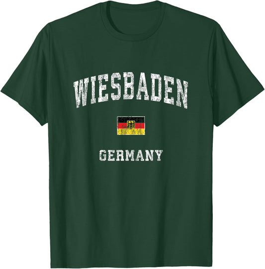 Wiesbaden Germany Vintage Athletic Sports Design T-Shirt - T-Shirt | Forest