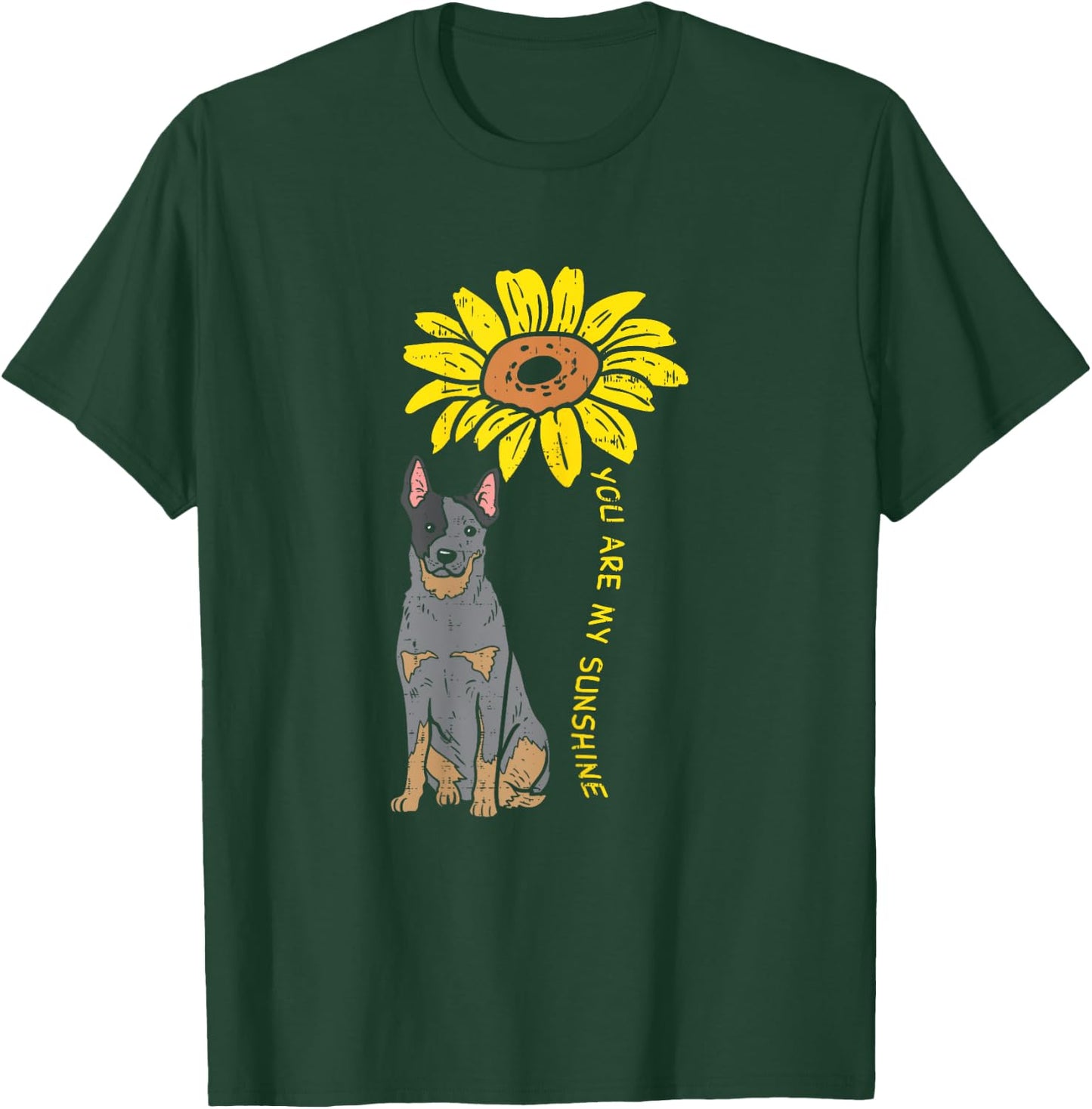 Sunflower Sunshine Heeler Animal Blue Red Cattle Dog Gift Women Girls Kids T-Shirt - T-Shirt | Forest
