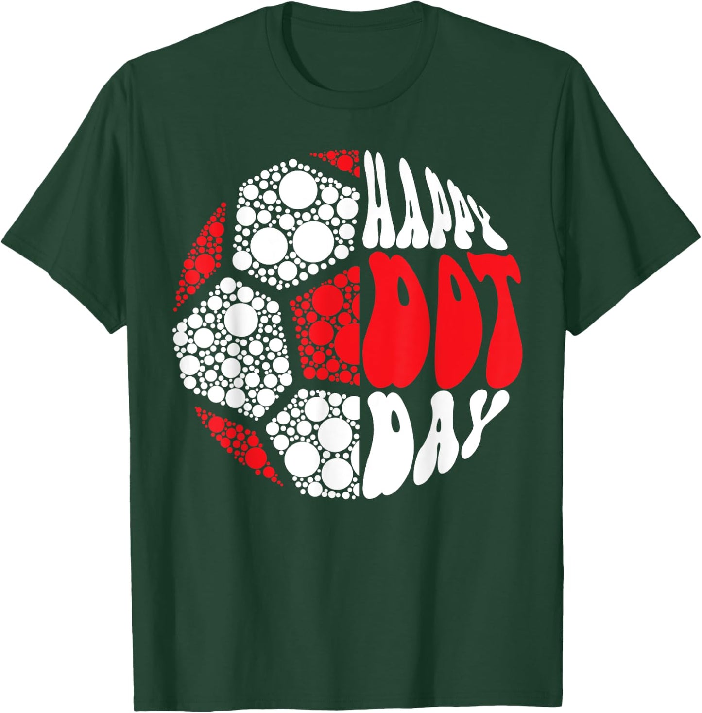 Retro Groovy Soccer Ball With Polka Dots Happy Dot Day Boy T-Shirt - T-Shirt | Forest