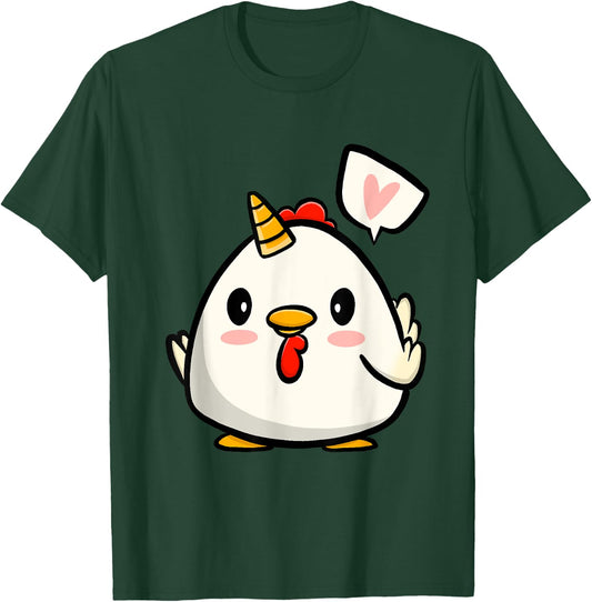 Funny Chicken Unicorn Lover Illustration Farmer T-Shirt - T-Shirt | Forest