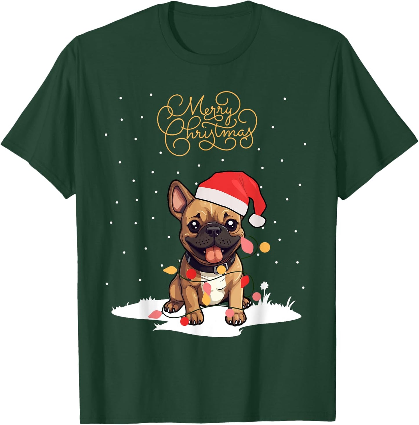 Santa Xmas Frenchie Merry Christmas French Bulldog Puppy Women Kids T-Shirt - T-Shirt | Forest
