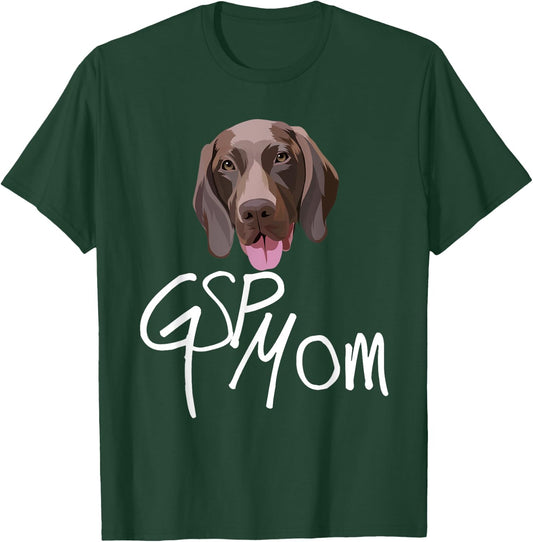 GSP Mom Dog with tongue funny illustration for bird dogs T-Shirt - T-Shirt | Forest