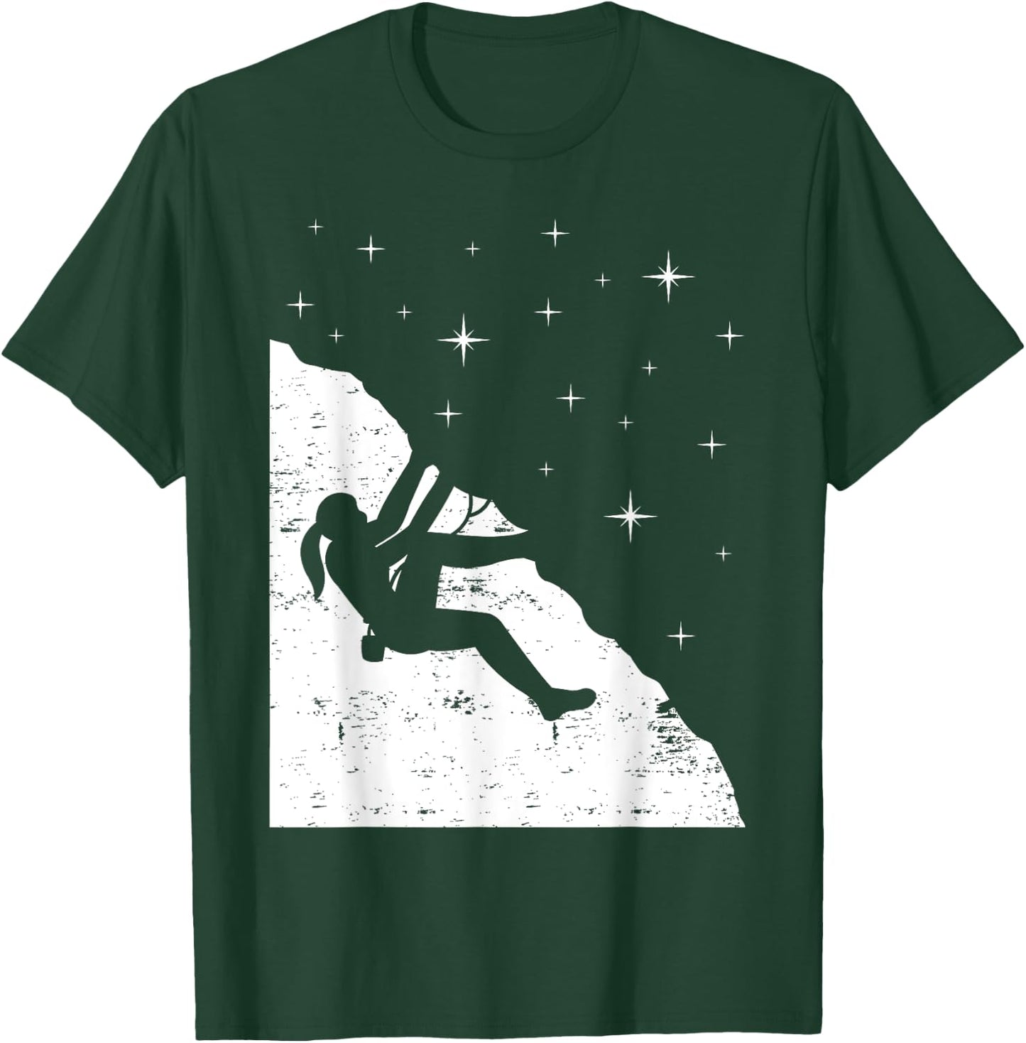 Rock Climbing Mountain Climber Bouldering I Girl Sky Stars T-Shirt - T-Shirt | Forest