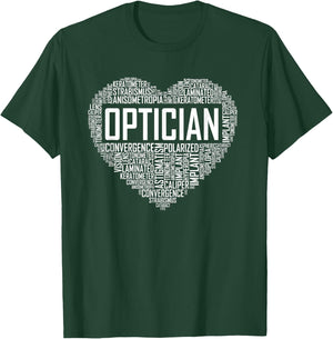 Optician Heart Optometrist Gift Ophthalmologist Gifts T-Shirt - T-Shirt | Forest