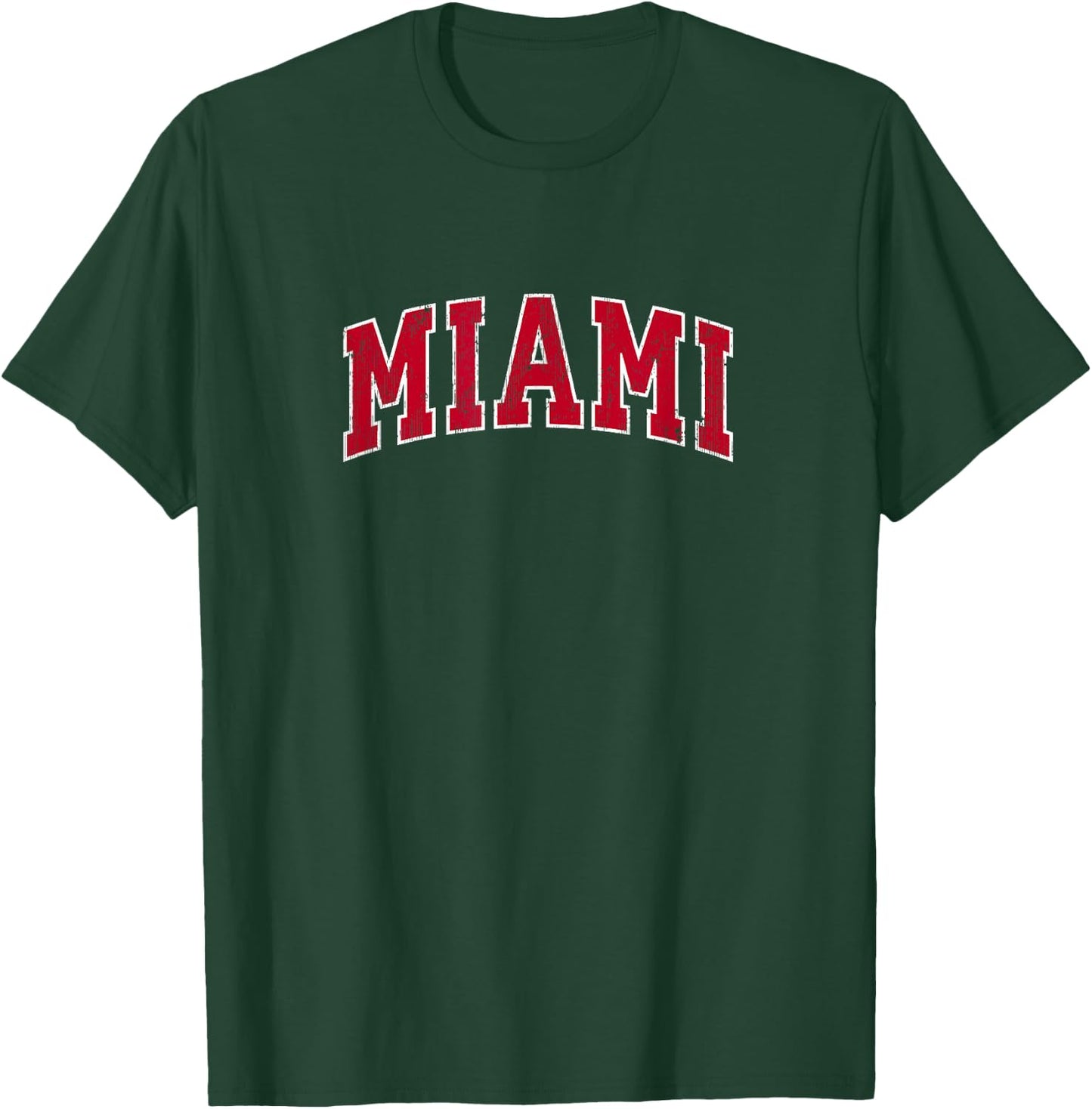 Miami Florida FL Vintage Sports Design Red Design T-Shirt - T-Shirt | Forest