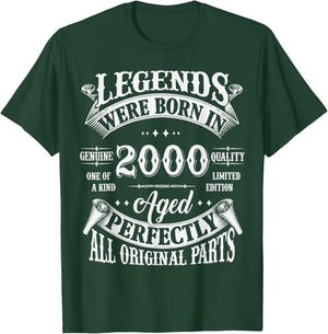 25th Birthday 25 Years Old Vintage Legends Born In 2000 T-Shirt - T-Shirt | Forest