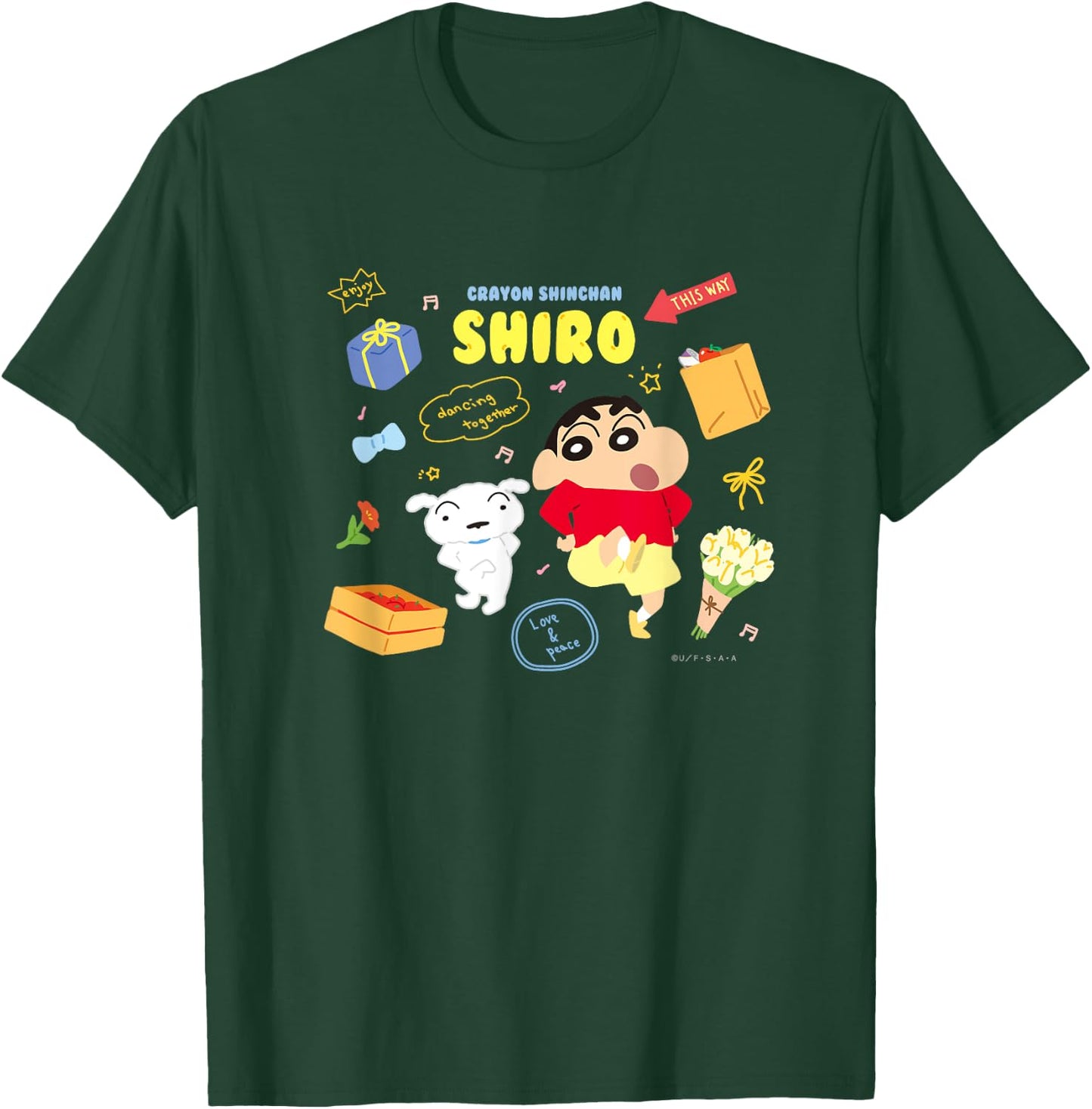 Crayon Shin-chan happy!Shiro Dance together T-Shirt - T-Shirt | Forest