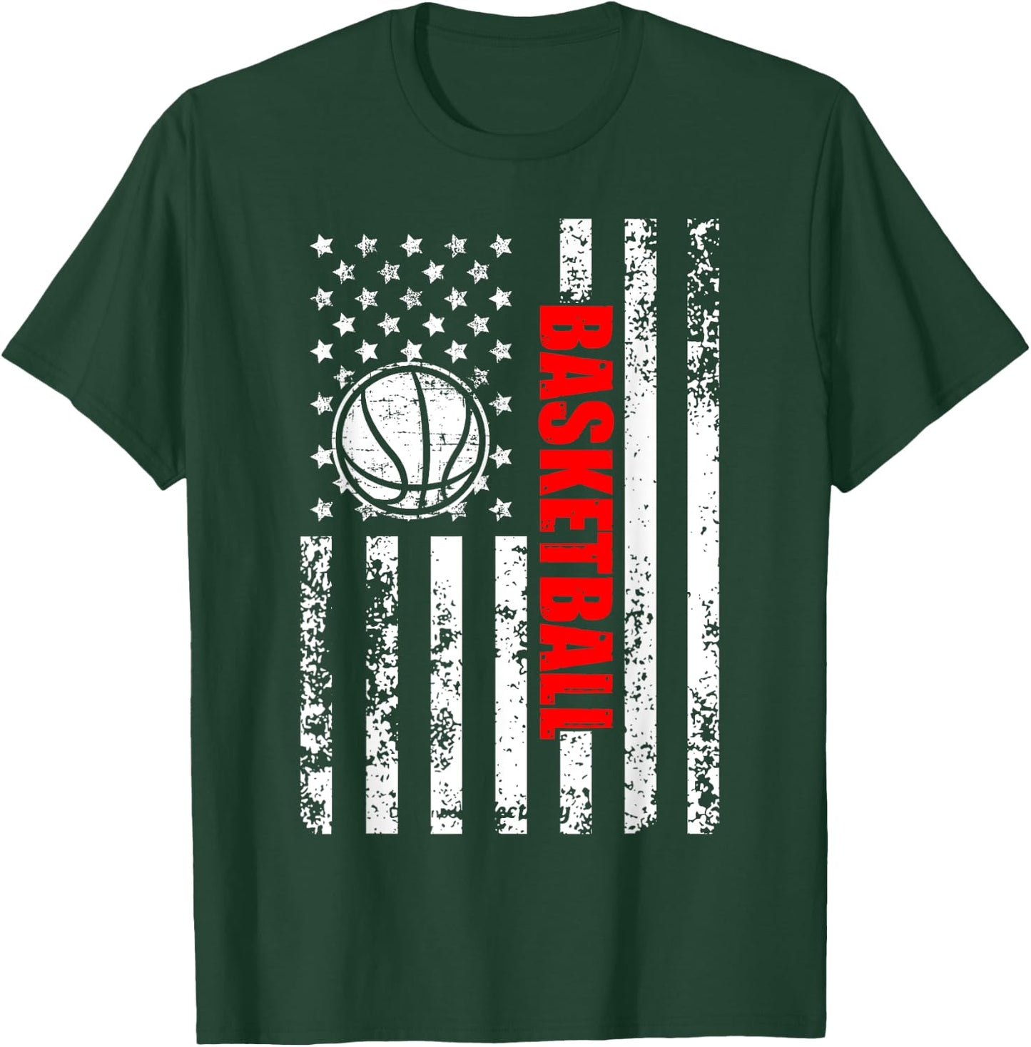 Patriotic US American Flag Basketball T-Shirt - T-Shirt | Forest