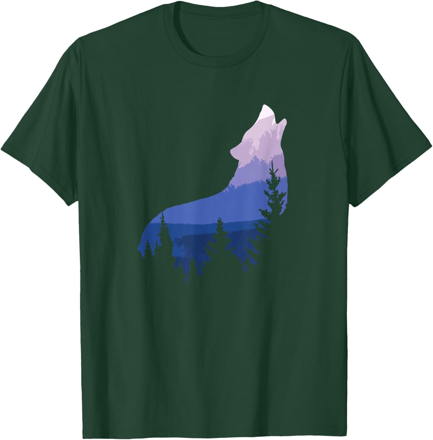 Wolf Silhouette Forest Mountain T-Shirt - T-Shirt | Forest