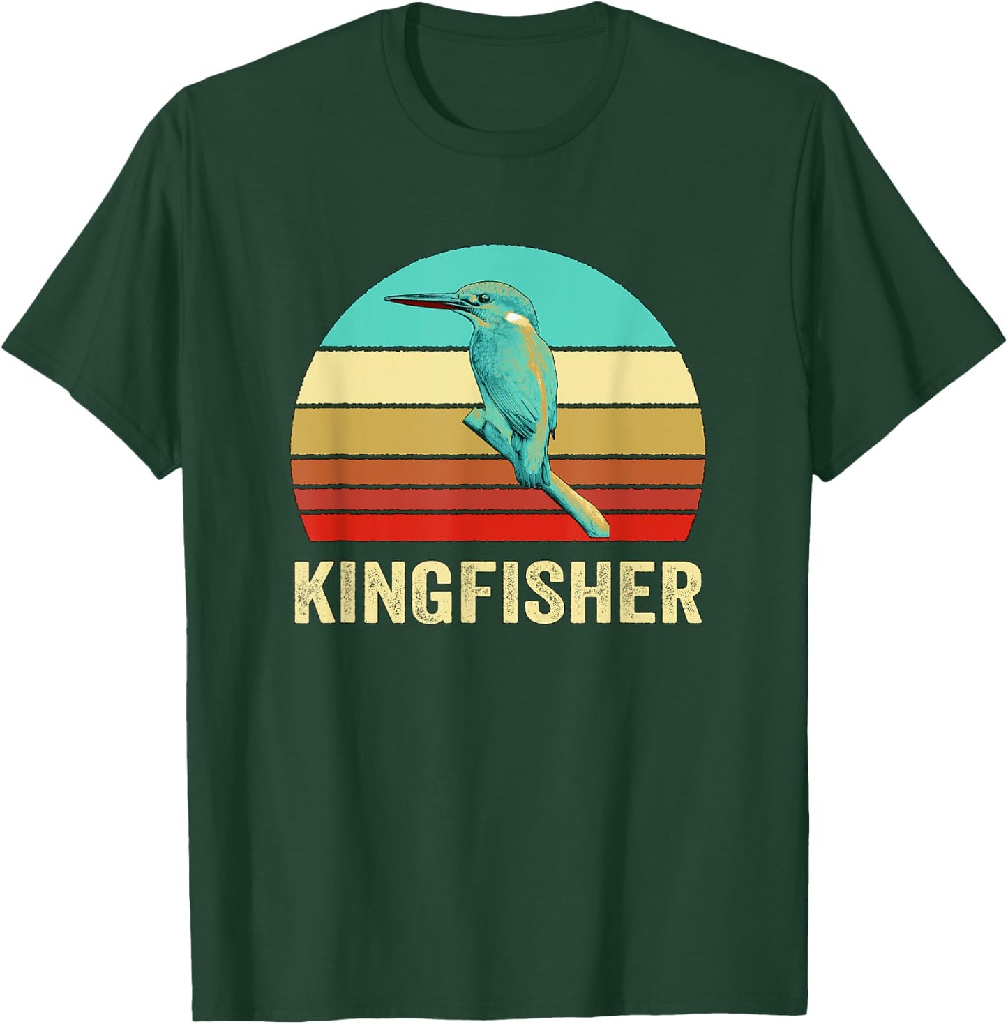 Vintage Retro Style Sunset Kingfisher T-Shirt - T-Shirt | Forest