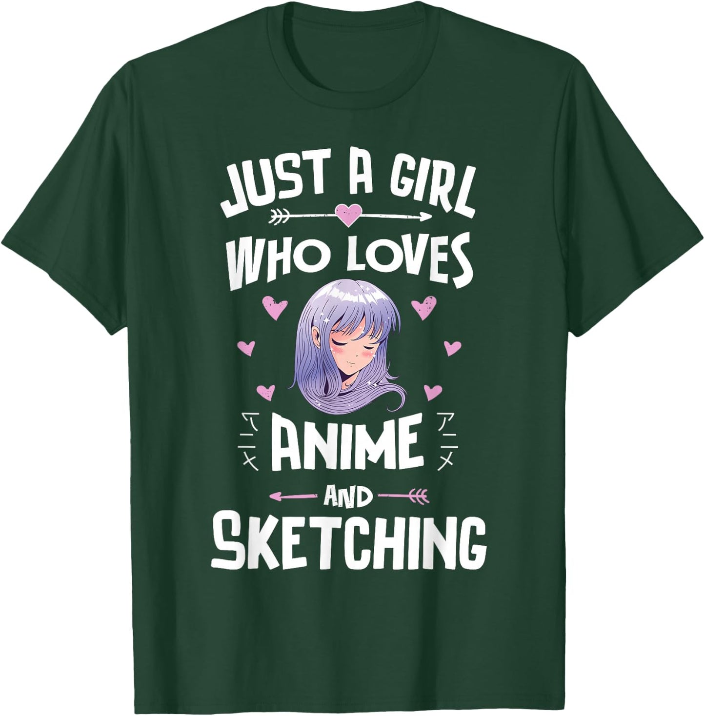 Just A Girl Who Loves Anime And Sketching Women Girls T-Shirt - T-Shirt | Forest