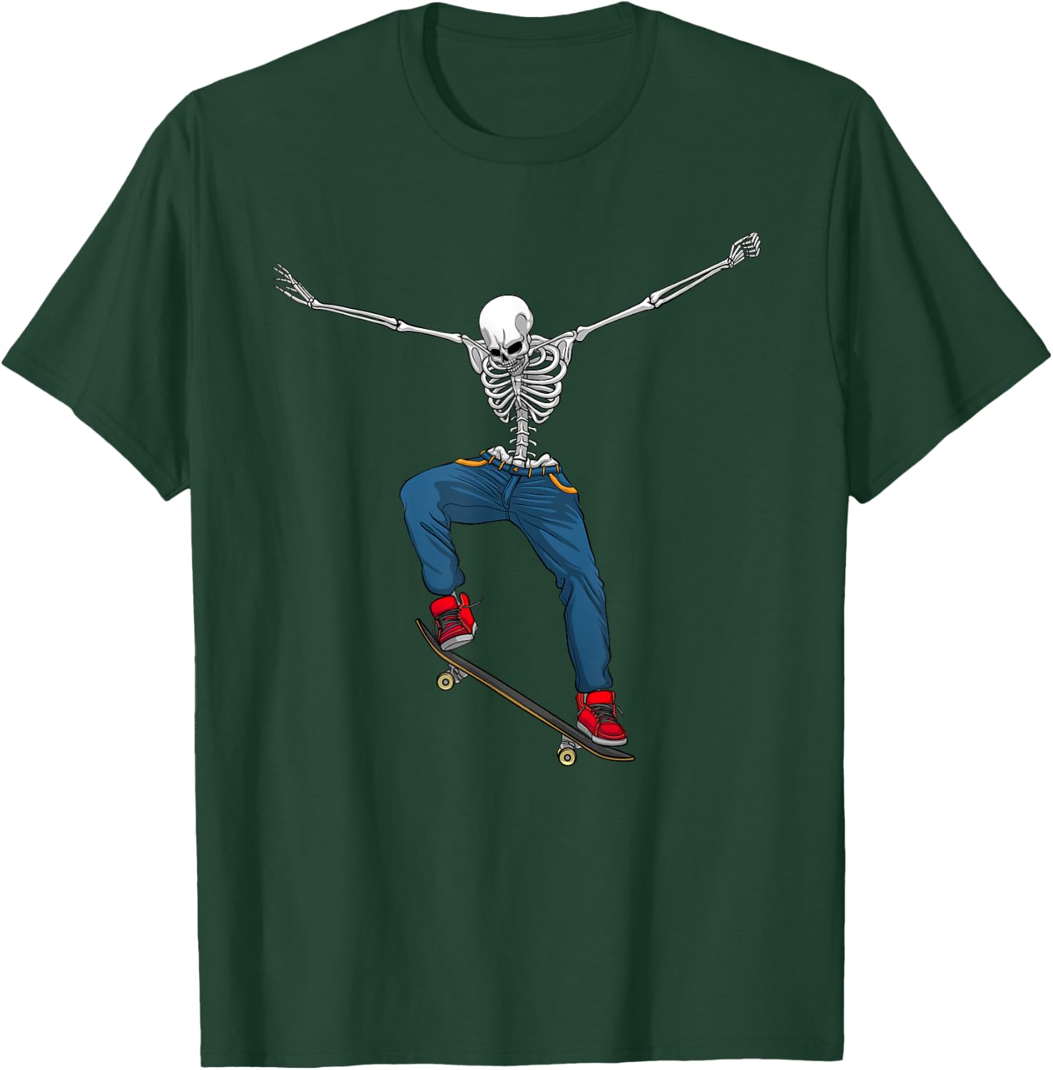 Funny Skateboard Art Women Kid Skateboarder Skeleton T-Shirt - T-Shirt | Forest