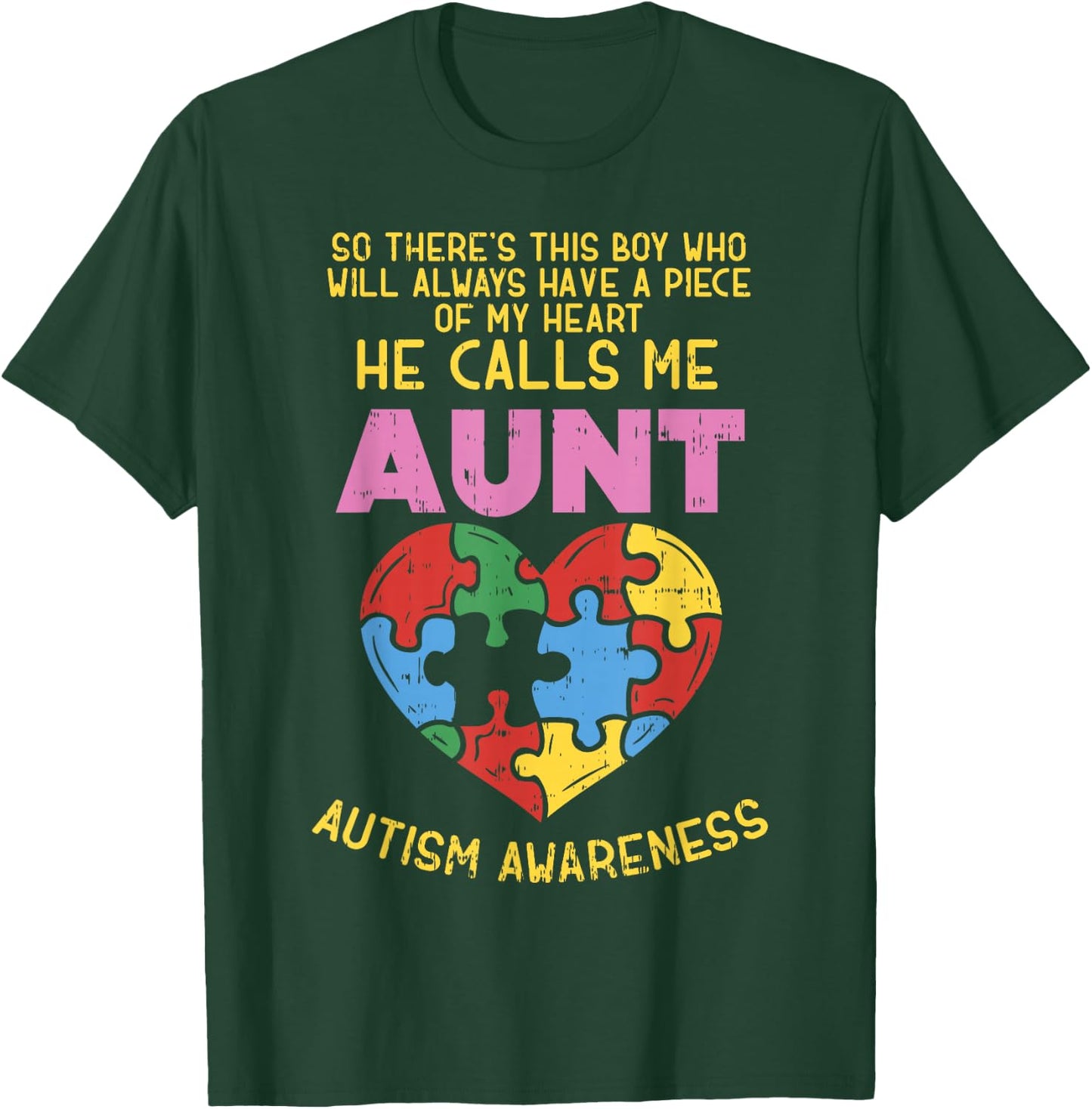 Autism Awareness Aunt Shirt Boy Piece of My Heart Auntie T-Shirt - T-Shirt | Forest