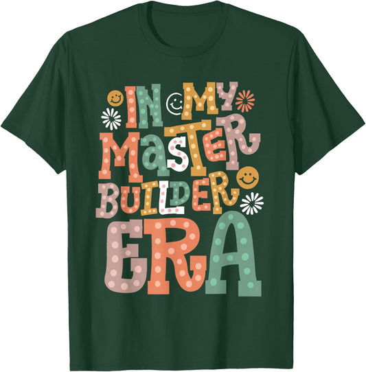 In My Master Builder Era Retro Groovy Building Blocks Kids T-Shirt - T-Shirt | Forest