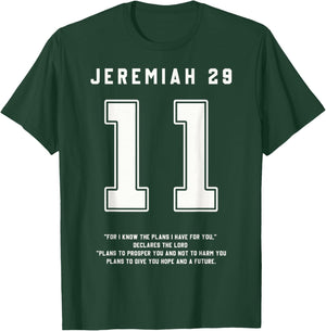 Jeremiah 29:11 Bible Verse Team Sports Jersey Christian T-Shirt - T-Shirt | Forest