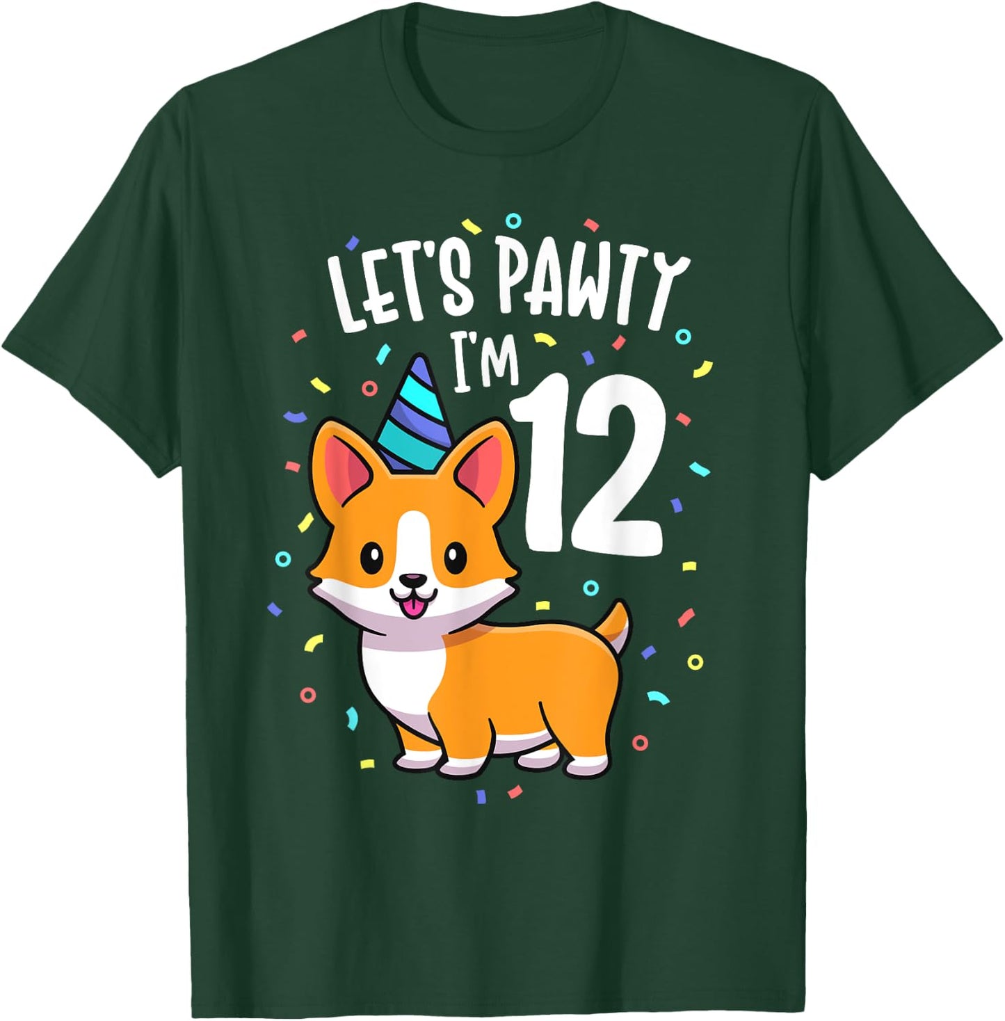 12 Years Old Corgi Dog Lover 12th Birthday Party Outfit Kid T-Shirt - T-Shirt | Forest