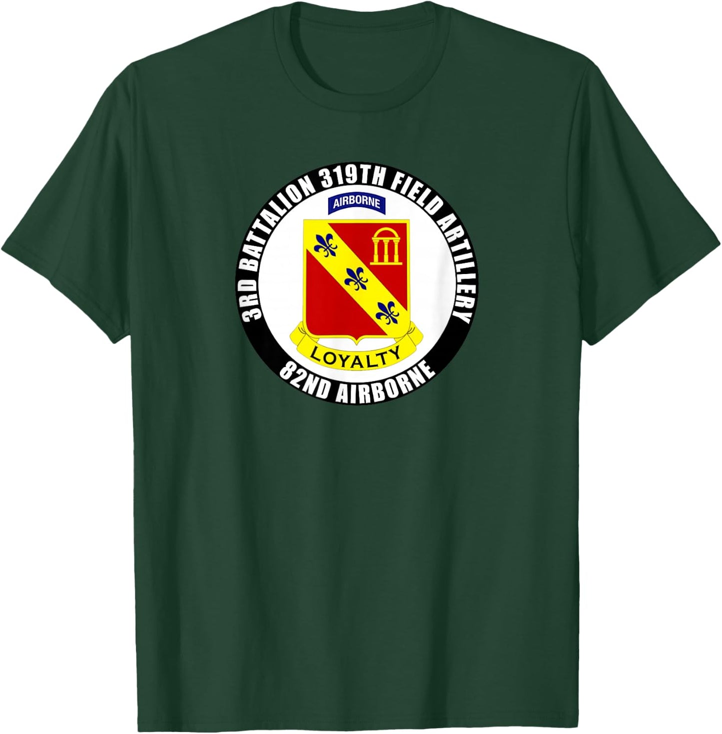 SoldierTees 3rd Battalion 319th Field Artillery 82nd Airborne Division -Adults Black Classic Fit Short Sleeve T-Shirt - T-Shirt | Forest