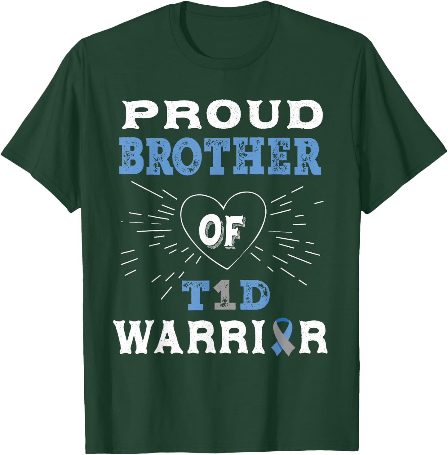 T1D Proud Brother Diabetes Awareness Type 1 Insulin Pancreas T-Shirt - T-Shirt | Forest