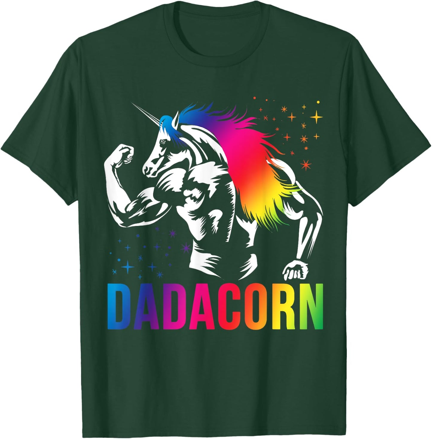 Dadacorn Muscle Fathers Day Joke Daddy Unicorn , Black, Small T-Shirt - T-Shirt | Forest