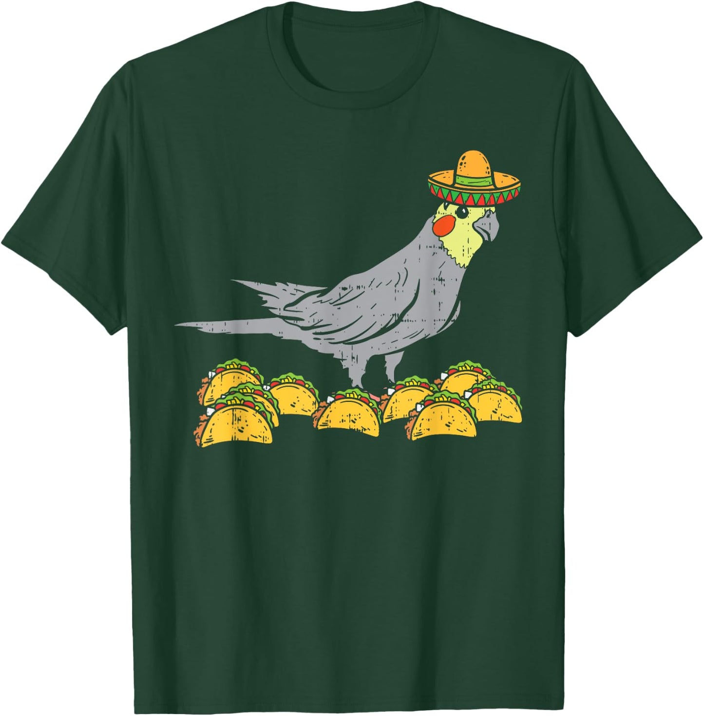 Cockatiel Bird Sombrero Tacos Cinco De Mayo Mexican T-Shirt - T-Shirt | Forest
