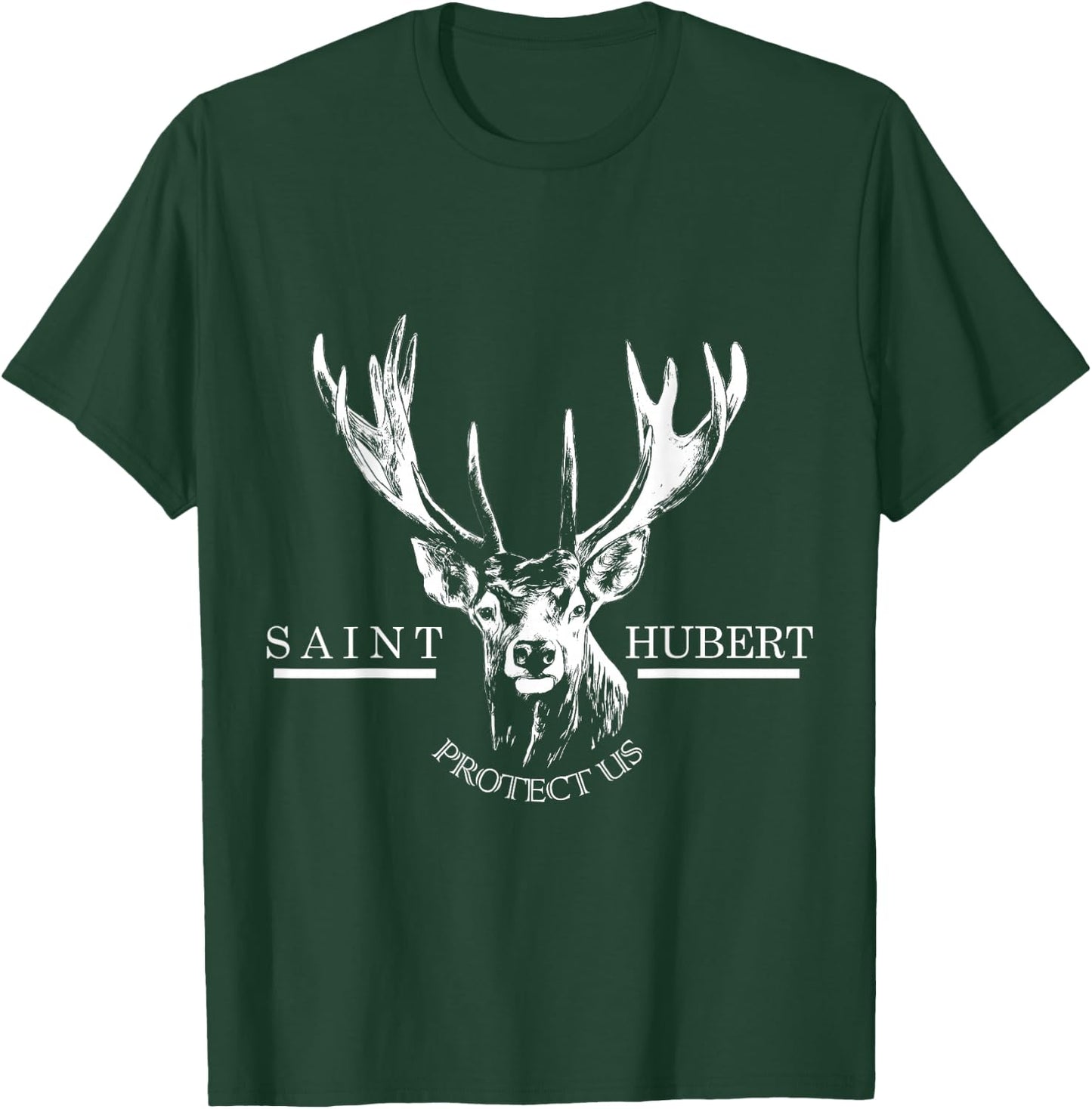 St. Hubert Hubertus Patron Saint of Hunters Stag Gifts T-Shirt - T-Shirt | Forest
