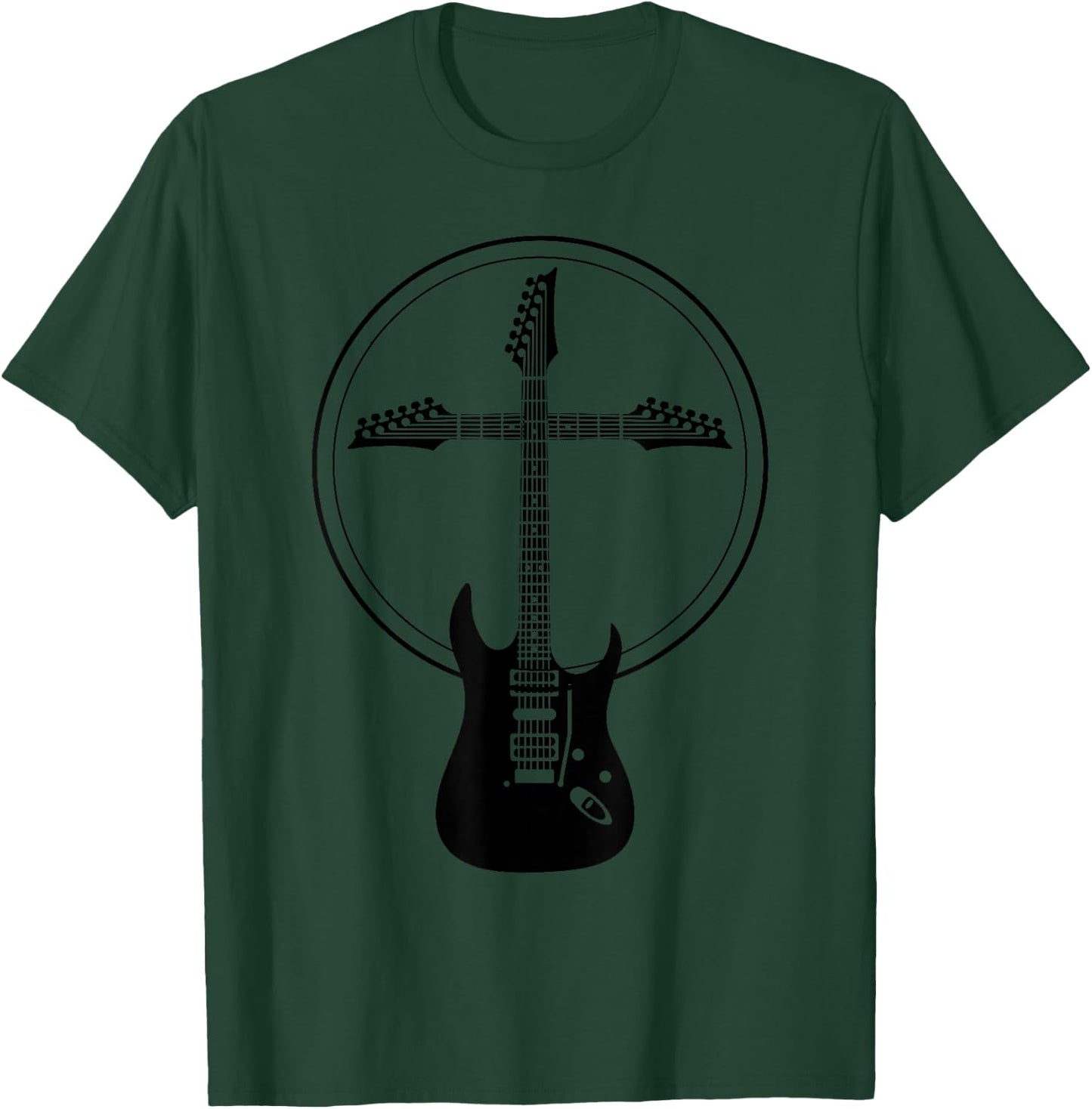 Cool Christian Guitar Cross | Funny Musician Guitarist Gift T-Shirt - T-Shirt | Forest