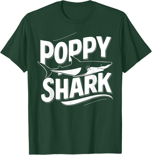 Poppy Shark Grandpa Gifts Funny Graphic T-Shirt - T-Shirt | Forest