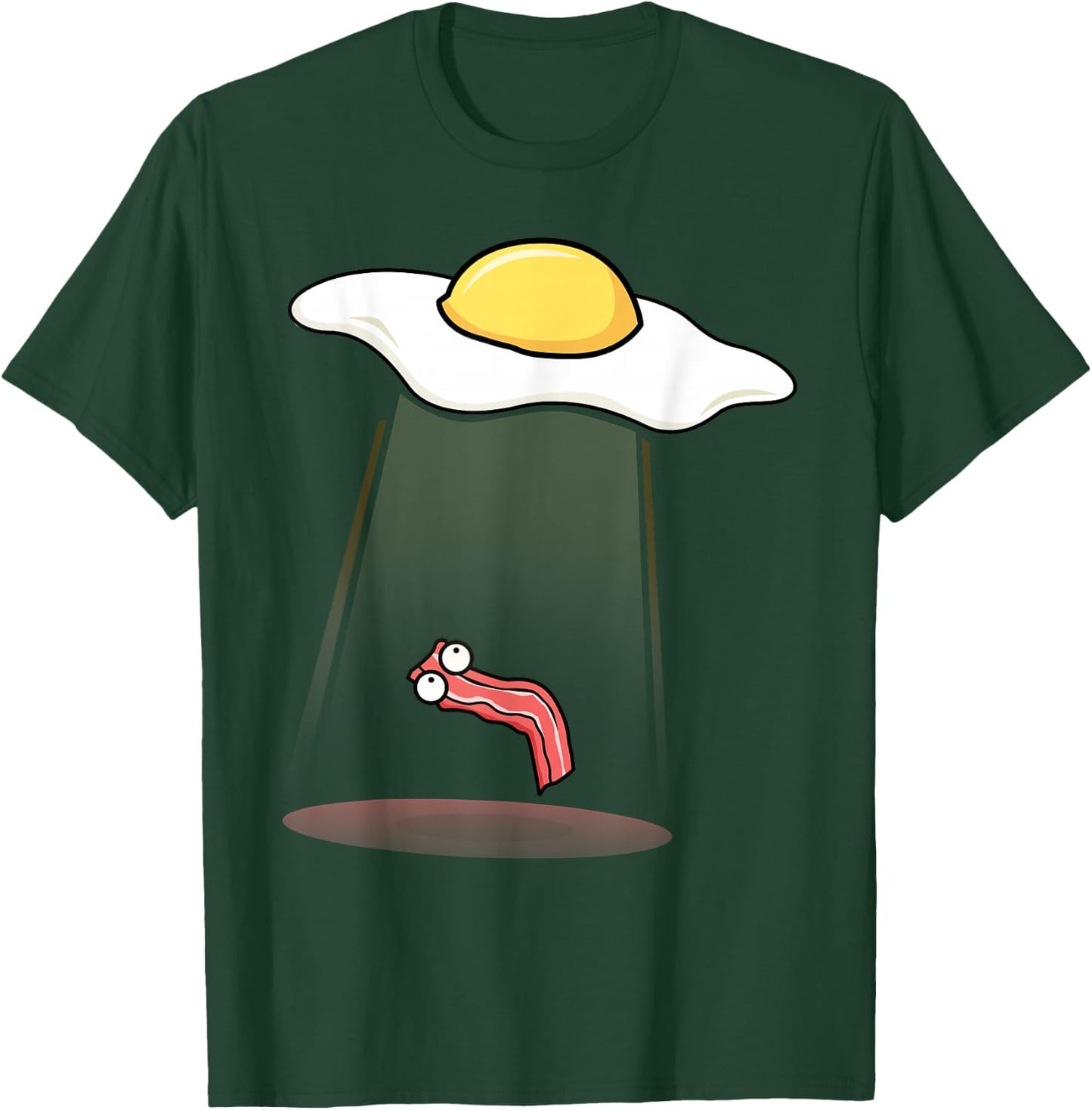 Bacon Kidnapping Bacon Funny Alien UFO Breakfast Galaxy T-Shirt - T-Shirt | Forest