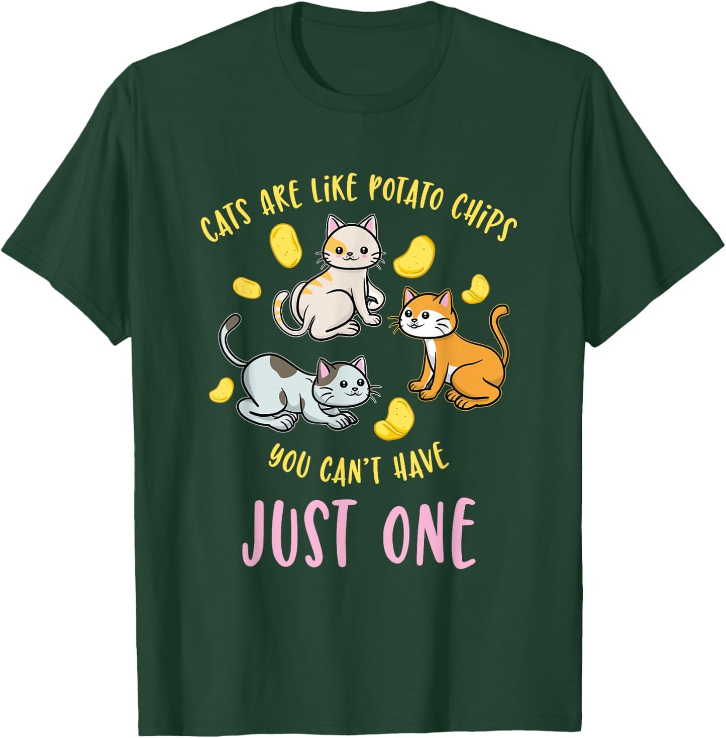 Cats Are Like Potato Chips Funny Cat Lover Gift T-Shirt - T-Shirt | Forest