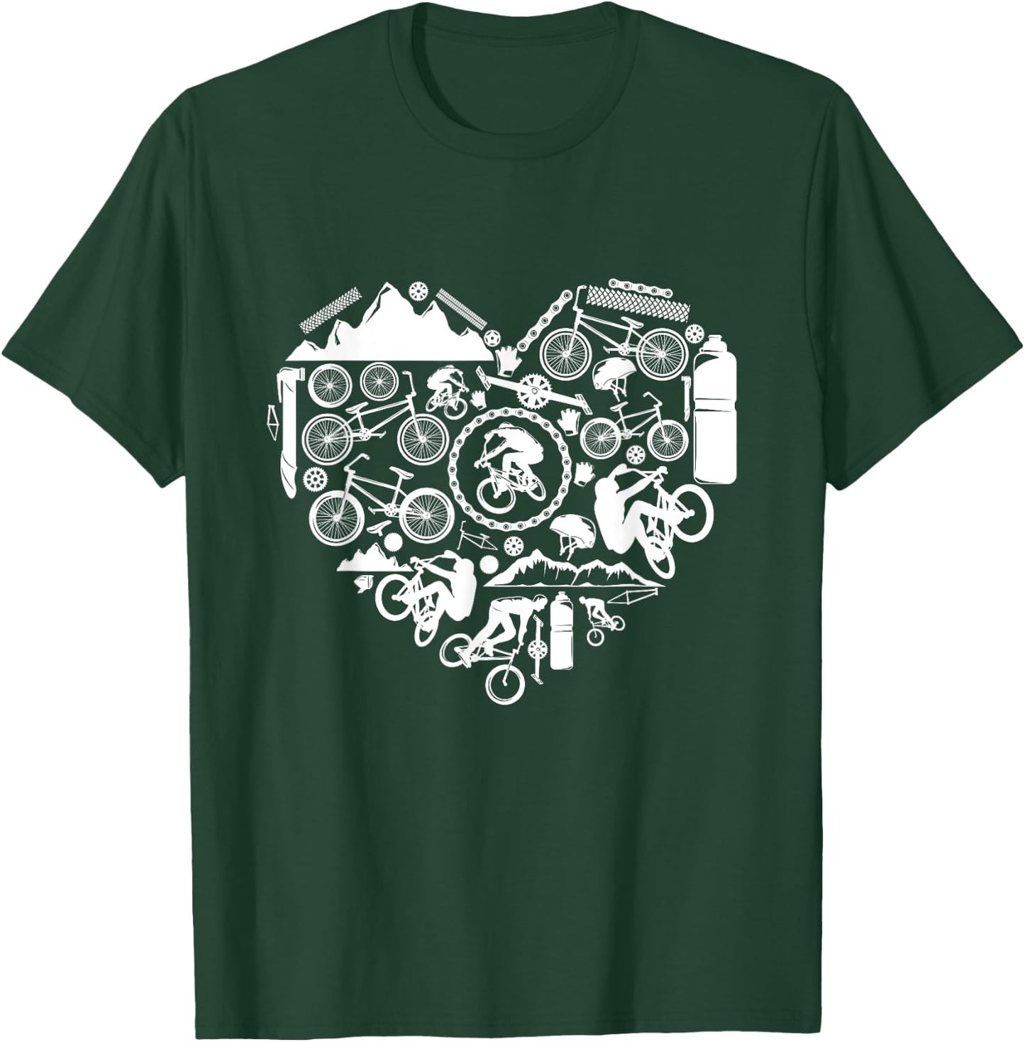 BMX Bicycle heart love Racing Stunt bike biker kids boy men T-Shirt - T-Shirt | Forest