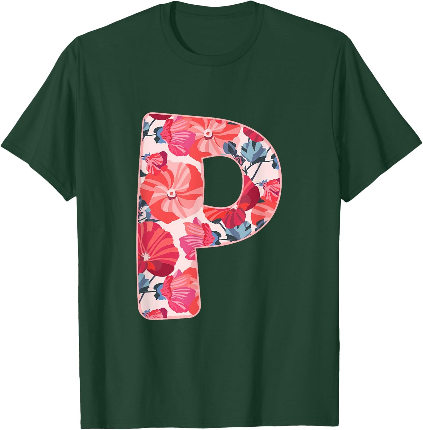 Letter P Alphabet First Name Consonant Flower Garden Gift T-Shirt - T-Shirt | Forest