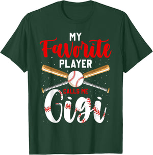 Baseball My Favorite Player Calls Me Gigi Heart Grandma T-Shirt - T-Shirt | Forest