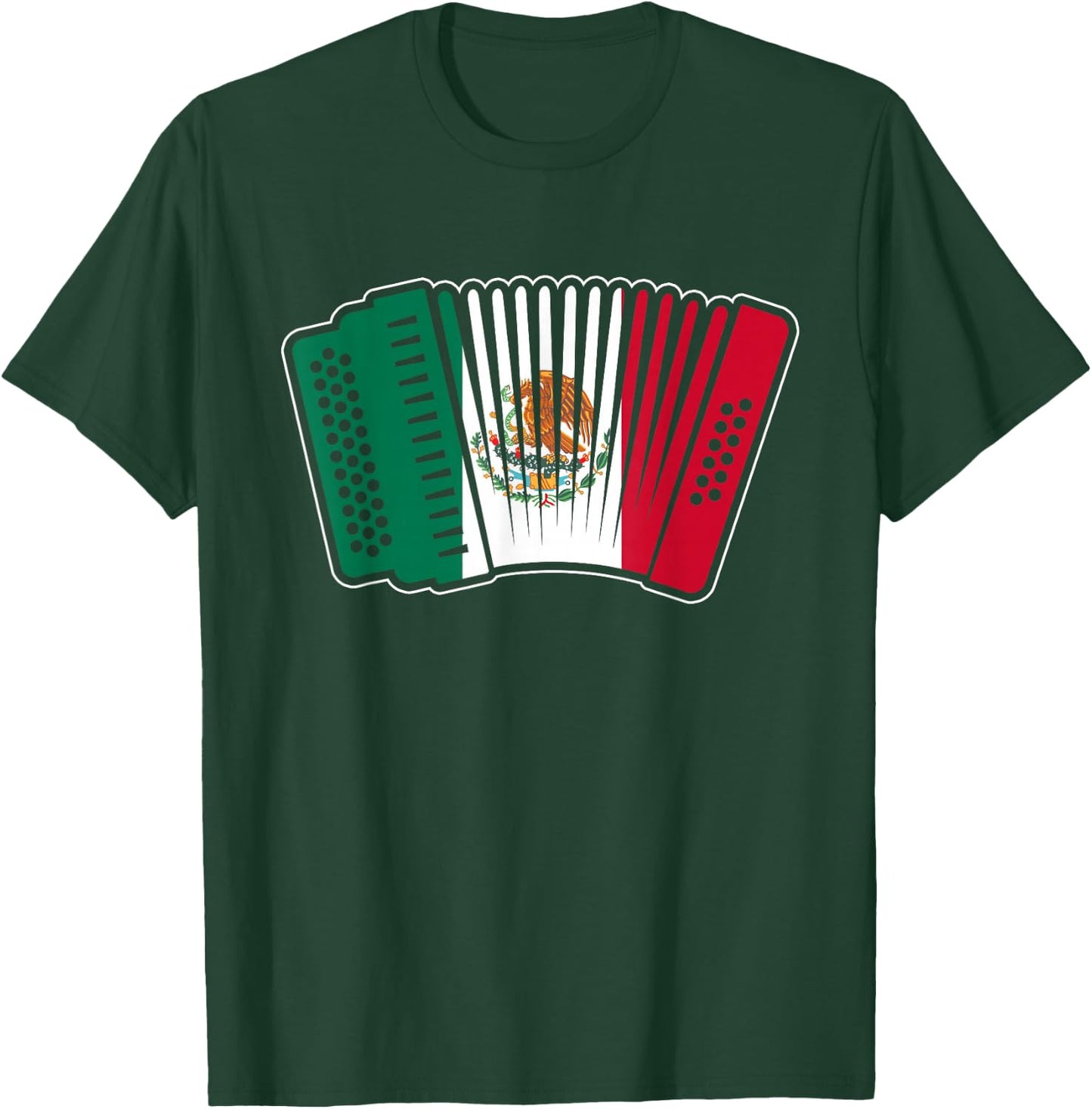 Mexican Flag Accordion Proud Norteño Music Player T-Shirt - T-Shirt | Forest