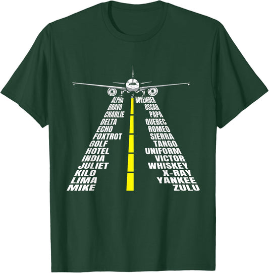 Phonetic Alphabet Aircraft Pilot Plane Aviator Airplane T-Shirt - T-Shirt | Forest