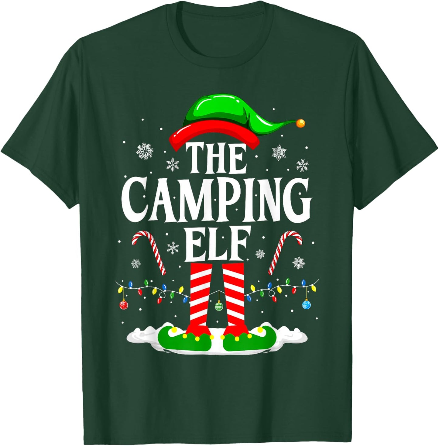 The Camping Elf Xmas Funny Matching Family Group Christmas T-Shirt - T-Shirt | Forest