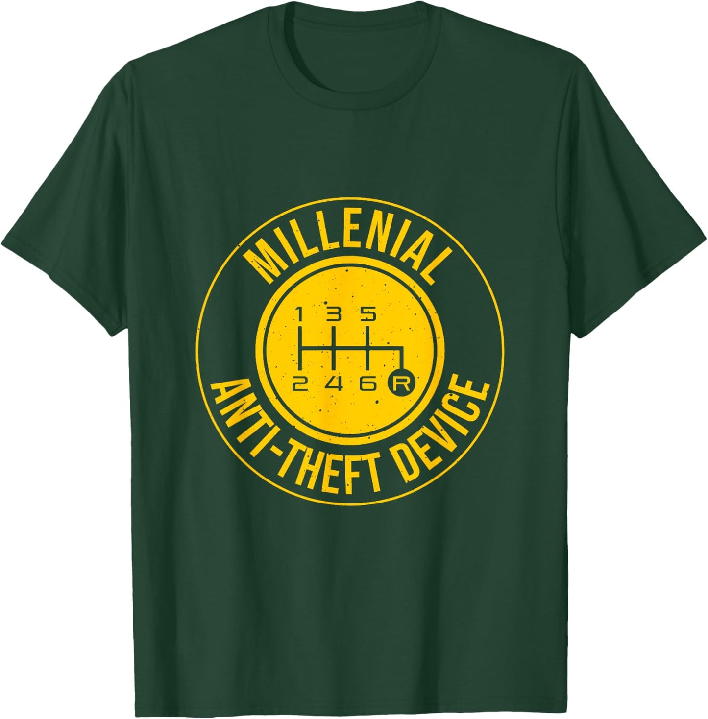 Funny Millenial Anti-Theft Device Gift Men Cool Manual Car T-Shirt - T-Shirt | Forest