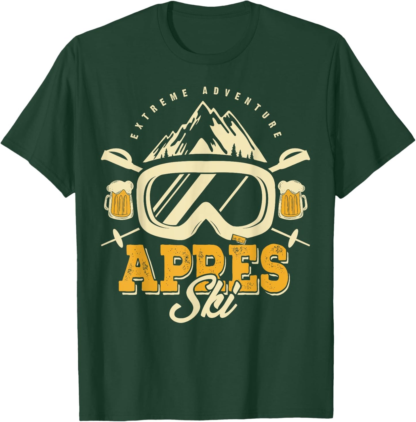 Apres Ski Party Outfit, Beer & Drinks After Skiing,Mountains T-Shirt - T-Shirt | Forest